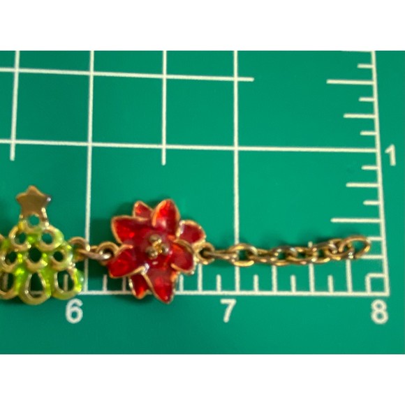 Christmas Charm Bracelet Gold Tone Chain Lobster Claw Enamel Coated Charms - Picture 9 of 9